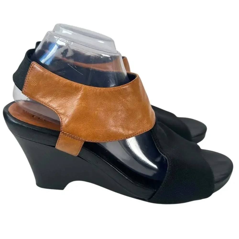 The Flexx Stylish Black and Brown Wedge Sandals Size 10